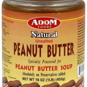 Adom Foods Natural Unsalted Peanut Butter (16 oz)