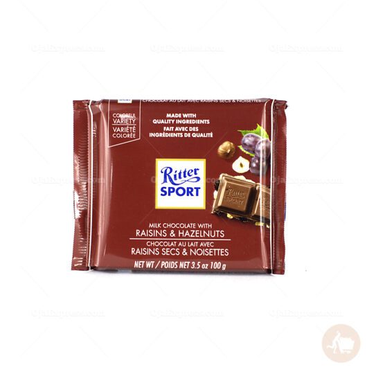 Ritter Sport Milk Chocolate With Raisins & Hazelnuts